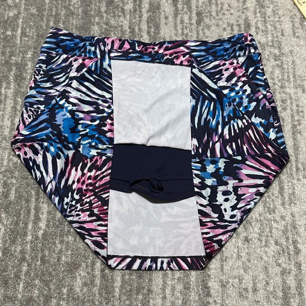 Coral Bay Skort Womens Large Blue Pink Abstract Athletic Pockets Stretch